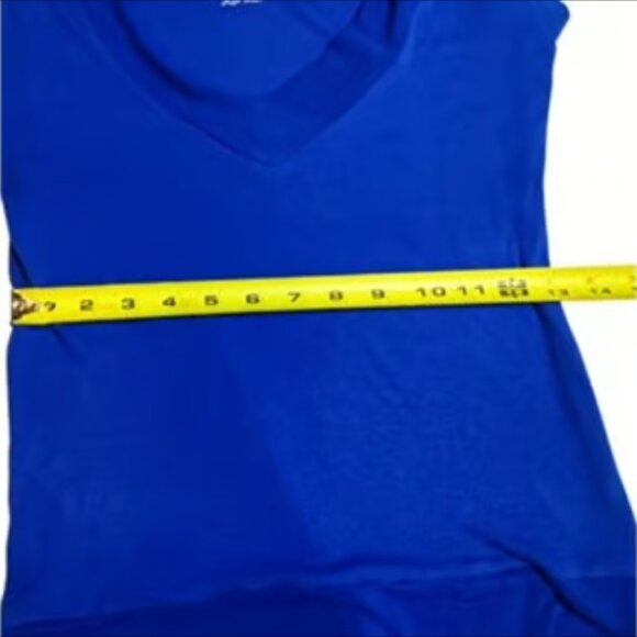 Derek Heart Knit Blue Top V-Neck Sweater Stretchy Short Sleeve Stretchy Large - Picture 9 of 10